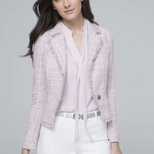 White House Black Market Tweed Jacket Cool Wisteria with Ecru